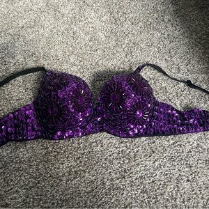 Festival Purple Sequin Embellished Bra